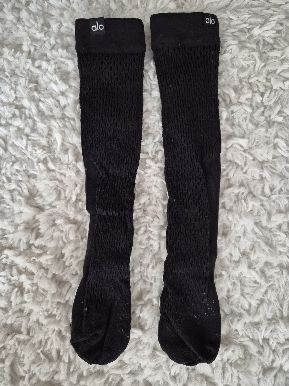 Alo Yoga Black Mesh Fishnet Knee High Socks